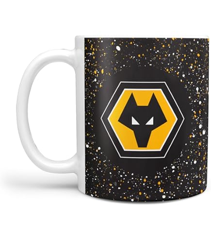Tasse Officielle Wolverhampton Wanderers FC, Design Fondu, Céramique Orange/noir, Neuve
