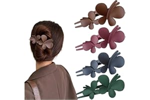 YPKIA Lot de 4 pinces à cheveux papillon pour femme - Grand bec de canard mat - Pour femmes et filles