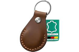 AirGear® Airtag Schlüsselanhänger LEDER ECHT, Anhänger aus Echtem Leder, Hülle aus Echtleder, kompatibel mit Apple Airtag (Brown)