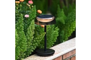 DAWALIGHT Stepless Dimmable Table Lamp LED 3000K Warm White Rechargeable Battery Operated Lamp IP54 Waterproof Touch Nightstand Lamp for Bedroom Living Room Outdoor, Black