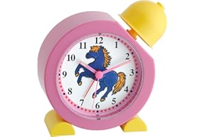 ‎TFA DOSTMANN TFA Dostmann budzik dziecięcy, 60.1011.12, z rżeniem konia, symbol konia, budzik koński do pokoju dziecięcego, różowy