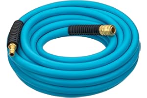 HAZET Compressed Air Hose 9040N-1020, 20 m Length, 10 mm Diameter, with Quick Coupling and Connection Nipple, Kink Protection on Both Sides, Burst Pressure 60 Bar, in Hazet Light Blue