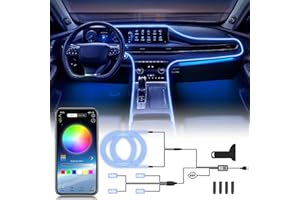 OMECO LED Innenbeleuchtung Auto USB Ambientebeleuchtung 4m 5050RGB mit Fußraumbeleuchtung und Kontroller 12v Streifen Innenbeleuchtung Atmosphärenlicht Fußraum wasserdichte Musik Strip Set