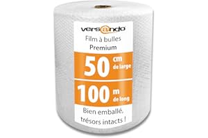 versando Premium film à bulles 100m x 0,5m expédition, emballage, déménagement papier bulle rouleau à deux couches