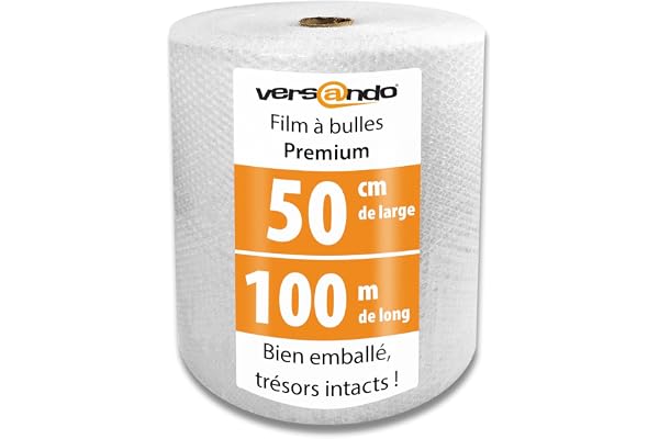 versando Premium film à bulles 100m x 0,5m expédition, emballage, déménagement papier bulle rouleau à deux couches