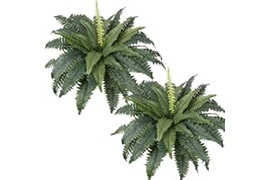 SOMYTING 2 Unidades de helechos Artificiales para el Aire Libre 58 cm helechos Grandes Plantas de plástico Resistente a los Rayos UV Plantas Artificiales para Piscina al Aire Libre jardín decoración