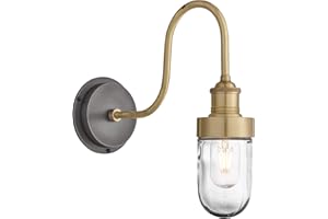 Industville - Swan Neck Outdoor Light - Bathroom Light - Wall Light Fixture - Brass Colour - Brass Material - 37.5 CM X 32.5 CM X 32.5 CM