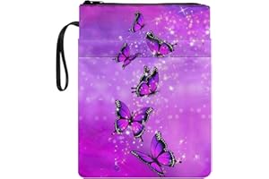 Poceacles Housse de protection de livre durable avec fermeture éclair Motif papillons Violet