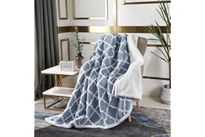 AHERKLL Sherpa Fleece Blanket,Reversible Soft Warm Fluffy Thick Throw Blankets,Dual Sided Cosy Fall & Winter Blanket for Bed Sofa Chairs,Fuzzy Home Decoration Bed Blankets,Blue,Double(150x200cm)