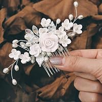 Catery Blumen-Braut-Haarkamm, Silber Mit Strass – Handgefertigter Haarspange Für Hochzeiten & Festliche Anlässe