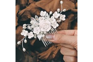 Edary Peignes à cheveux pour mariée avec fleurs et strass pour femme et fille Argenté