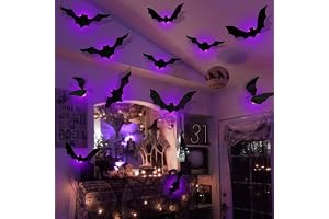 Uppsättning med 12 stora 3D-fladdermöss för Halloweendekoration - För