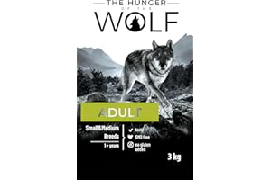 The Hunger of the Wolf Croquettes pour chiens adultes de races de petite et moyenne taille, formule au poulet riche en vitamines E et C, 3 kg