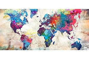 DEMIAWAKINGUK Mappa del Mondo DIY Diamond Painting 5d Grandi Dimensioni Diamond Painting Kit Completo Paesaggi Pittura Diamante 5D Fai da Te Pittura Mosaico Decorazione 80x40cm