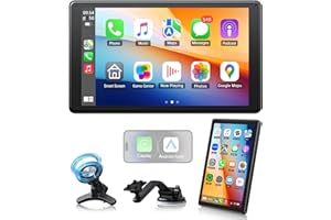 HOTPEAK 8 inches Carplay Screen for Car with Wireless Carplay Android Auto, Portable Carplay for Apple with Live Navigation, Super Link, Voice Control, Magnet Mount, Horizontal and Vertical Screen,OTA
