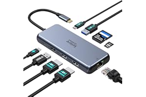 SELORE&S-GLOBAL HUB USB C Docking Station, Dock USB C avec Double HDMI 4K/60Hz, Ethernet RJ45, Port USB/Port USB C, Lecteur de Carte SD/TF, Adaptateur USB C Multiport 9 en 1 pour Macbook Pro/Air Dell/HP/Lenovo