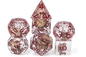cusdie 7PCS Polyhedral DND Dice, D&D Dice, Skull Dice Set for Dungeons and Dragons RPG Table Games (Realistic Skull)