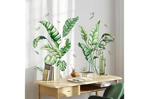 Decvictor Adesivi Murali Tropicale Palma Foglie Adesivi da Parete Grandi Piante Verdi Adesivo Muro Decorativo per Soggiorno Camera Letto Corridoio Divano TV Sfondo Muro