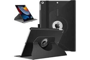 TiMOVO Coque pour Nouvel iPad 9ème Gén 2021, iPad 8ème Génération 2020, iPad 7ème Gén 10,2" 2019, Pivotant à 360 Degrés de Swivels Éveille/Veille Auto Retina Display Tablette - Noir