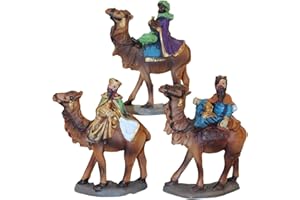 GERIMPORT Set de 3 Figuras de los Reyes Magos con Camellos para Belén de Navidad, 10 Centímetros