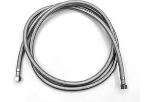 PENDEJATO Tuyau de 2 mètres en acier inoxydable, conçu pour le modèle de bidet "Eb009dc-blanc (Chrome)", taille du filetage : 9/16" femelle aux deux extrémités (9/16" × 9/16")