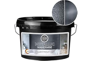 My COLOR Room Metallic Wandfarbe (2500 ml - Anthrazit) Effekt- Kreativfarbe für Wandgestaltung mit Metallic-Optik für Innenbereich, Dekorationsfarbe Made in Germany