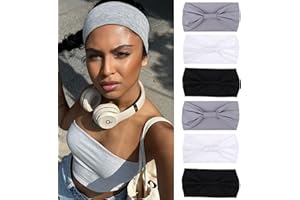 Mscat 6Packs Wide Headbands for Women Knotted Head Wraps Turbans Large Style Head Bands Hair Accessories for Daily Life Yoga Workout