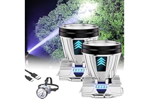 Ziedeco Linterna frontal recargable superbrillante de alta potencia, linterna frontal alemana XPG de alta potencia, potente linterna frontal de alto rendimiento, linterna frontal LED recargable