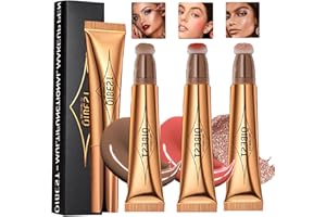 ‎LUCKNEST Creme Kontur Sticks mit Kissen Applicator, Bronzer Highlighter Blush Sticks, Wasserdichter Contour Beauty Wand, Highlighter Stick,Blush Stick für Frauen (3Pcs)