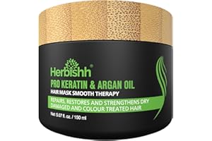 Herbishh Argan Hair Mask-Deep Conditioning & Hydration For Healthier Looking Hair for very Dry, Weak, Stressed Out Hair, No Sulphates, No Parabens (150)