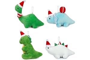 DESDFCER 4PCS Christmas Plush Dinosaur, Christmas Stuffed Animals,Mini Dinosaur Plushies,Christmas Tree Decorations,Xmas Tree Hanging Ornaments,Gift for Christmas,Birthday