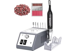 ALLE'S Torno para Uñas,Lima Electrica uñas Profesional 30000RPM Velocidad Ajustable,Kit de Manicura con 6 Brocas y 100 Bucles de Lija,para Manicura y Pedicura,Kit de Torno Uñas Portátil,Grey