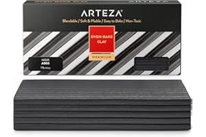 Argilla polimerica Arteza, confezione da 454 g, Nera A005, argilla morbida da forno, forniture artistiche per artigianato e gioielleria