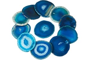 KYEYGWO 10 Pcs Polished Agate Geode Slices Stone for Home Decoration, Round Healing Crystals for Jewelry Making, Place Cards for Weddings