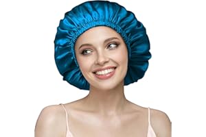 Umisleep Bonnet de Nuit en Soie 22 Momme - 100% Soie de mûrier - Double Bonnet en Soie pour Cheveux bouclés - Respirant et Ajustable - Élastique de Fixation