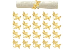 SITAKEGS Fermaglio portatovaglioli a farfalla, 20 pezzi, oro farfalla, per matrimoni, feste, matrimoni, compleanni, Natale, Capodanno