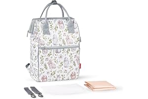SONARIN Gran Capacidad Elegante Mochila de Pañales para Bebé,Bolsa de Pañales Multifuncional Bolso Cambiador Bolsa para Pañales de Viaje con Cambiador & Ganchos Carrito Bebé