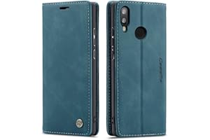 Ququcheng123 Funda Compatible con Huawei P20 Lite,Funda Libro con Tapa de Cuero Carcasa Protectora con Soporte Plegable cartucheras-Azul