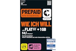 congstar Prepaid wie ich Will SIM-Karte ohne Vertrag I Prepaid-Guthaben Wunschmix in D-Netz-Qualität I frei wählen 1-15 GB & 9 Ct. pro Min/SMS – Flat I alle 4 Wochen neu Mixen I 10 EUR Startguthaben