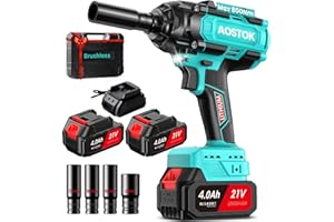AOSTOK Cordless Impact Wrench - 2 * 4Ah Battery 850Nm Torque Very Powerful, Professional Tool Suitable for Various scenarios Power Through Any Task with Ease