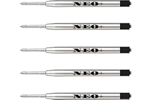 NEO+ Ricariche per penna a sfera di qualità, di lunga durata, 12 pezzi, punta media, con inchiostro blu. Compatibile anche con penne Parker, cartucce di ricambio G2, prodotte in Germania 5 x BLACK INK
