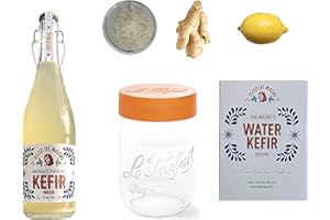 Agua De Madre The Madre’s Water Kefir Starter Kit | Includes Fresh Original Flavour (75cl), 1 Litre Le Parfait Jar, Lemon and Ginger & Brew Guide | A Natural Route to Better Gut Health