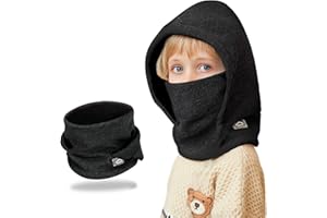 AYPOW Passamontagna Invernale in Pile Termico Bambini 4-10Anni, Maschera da Sci Termico Antivento Multifunzionale, Berretti Cappello in Pile Caldo Maglia Cappuccio Scaldacollo Sciarpa, Ragazzi Ragazze