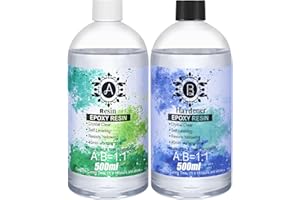SHIIYYU 1000ml Epoxy Resin Kit-Crystal Clear Resins and Hardener Kit, Bubble Free Casting Coating for River Table Tops, Art Casting Resin, Jewelry Projects, DIY Crafts,1:1 Mixing Ratio Fast Curing
