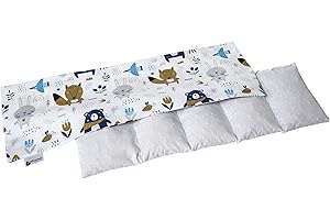 Medi Partners Cherry Stone Pillow 60x20cm 800g 100% Cotton 5-Chamber Eco Natural Heat Pillow Cold Therapy Removable Pillowcase (Boho Animals)