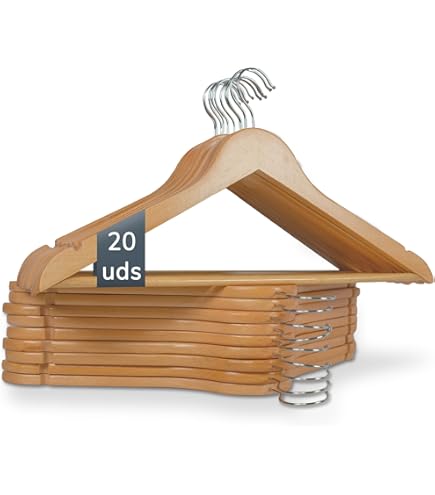 Lote De 8 Perchas Con Pinza Para Pantalones De Madera - Antideslizantes, Gancho Giratorio 360°