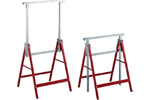 Relaxdays arbetsbockar, set om 2 målarbockar, arbetspallar, universalbockar, bär upp till 200 kg, verkstad, röd