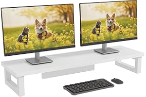 OYRREU Supporto Monitor, 91x26cm Rialzo 2 Monitor da Scrivania, Supporto per Monitor Schermo PC Laptop Computer Monitor Stand Accessori