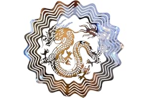 Gralara Dragon Wind Spinner Crafts Ornaments Yard Decor for Indoor Outdoor Lawn Front Door, Silver