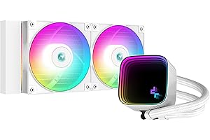 DeepCool LS520 SE WH Liquid Cooler 240mm 4th Gen Dual-Chamber Pump 3100RPM 280w TDP AIO Cooler Anti-Leak Tech 5v-3pin ARGB Fans CPU Water Cooler Infinity Mirror Block for AMD AM4/AM5 LGA 1700/1200